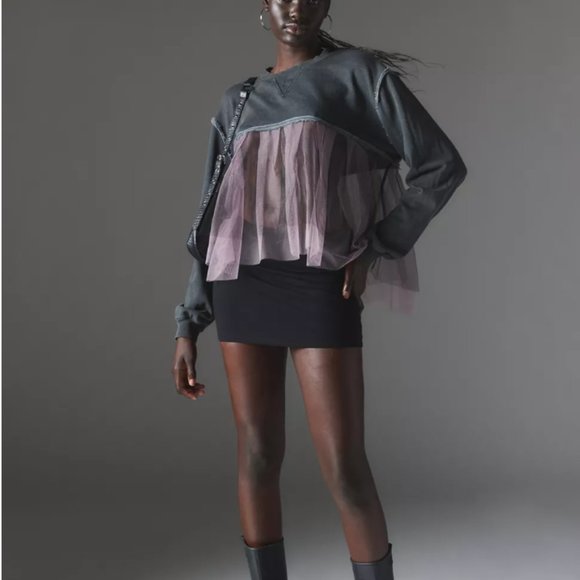 NWT Urban Outfitters Pink and Grey Tulle Sweatshirt - Picture 3 of 5